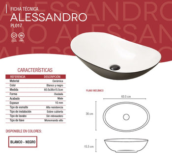 LAVABO ALESSANDRO PL017 TENDENZZA