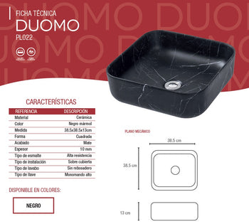 OVALIN DUOMO PL022 NEGRO MARMOL TENDENZZA